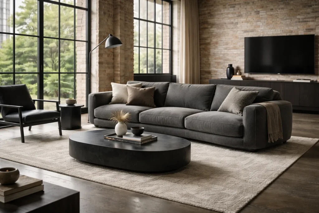 Industrial loft with modern furnishings