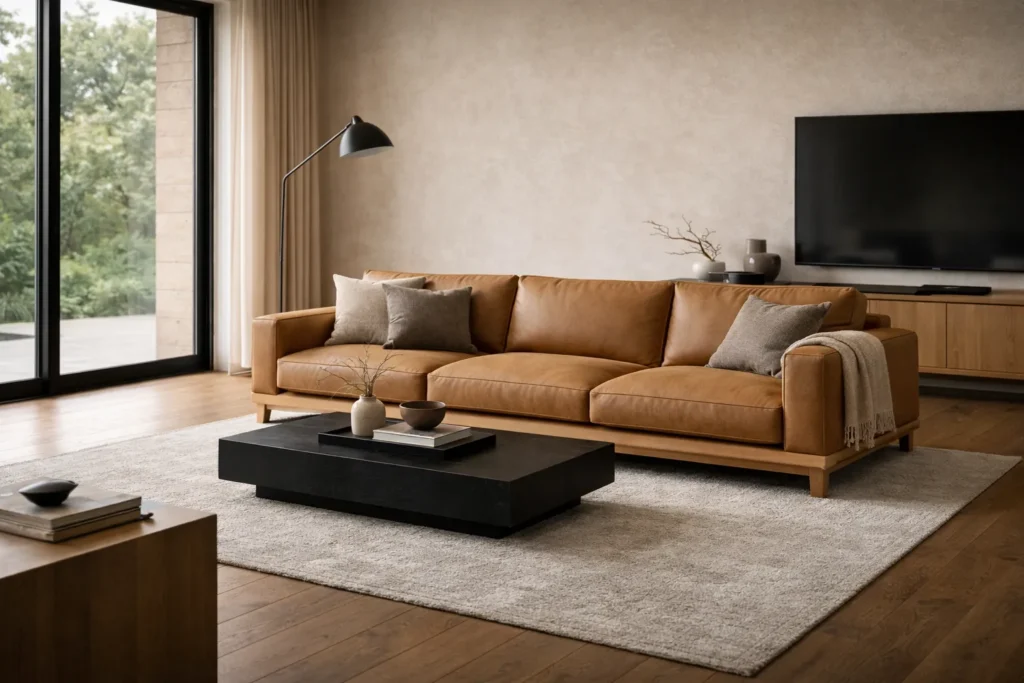 Japandi living room with minimalist design